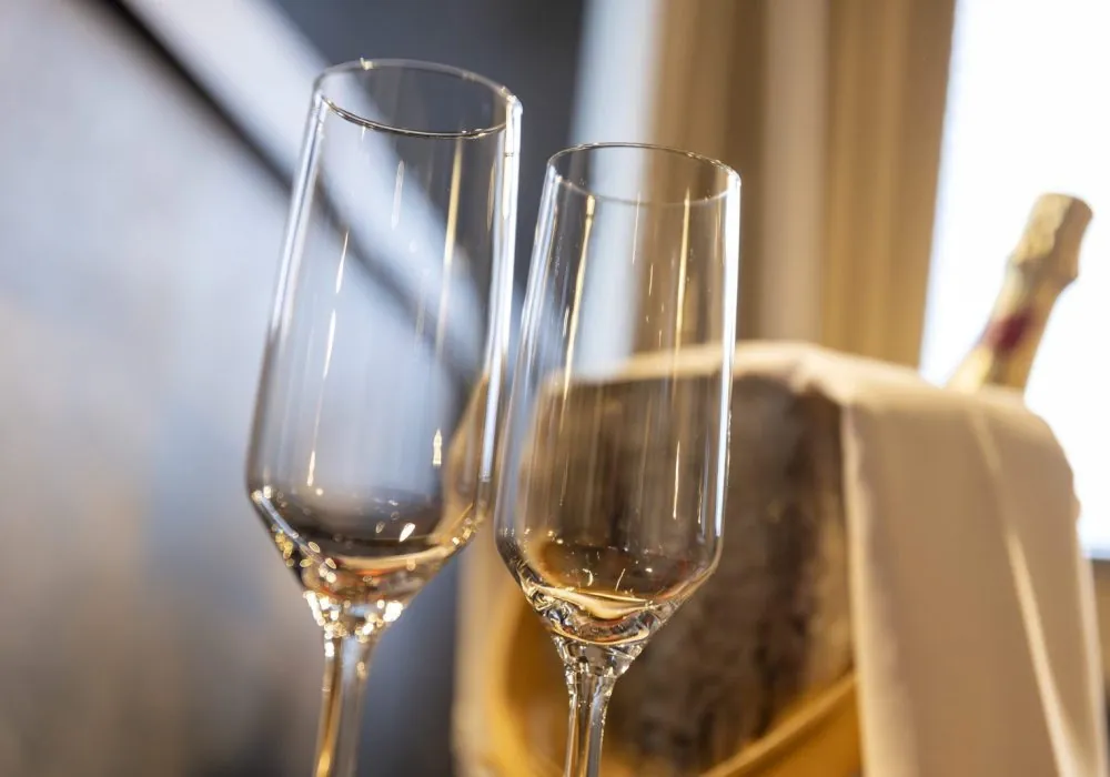 Champagne glasses with an ice bucket