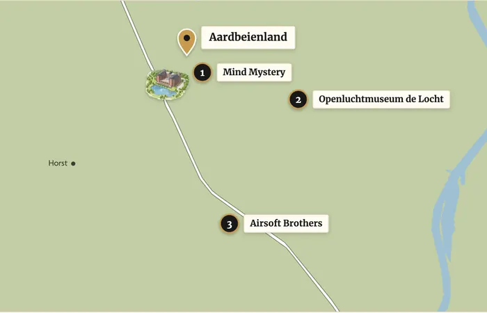Kaart met Parkhotel Horst en Aardbeienland