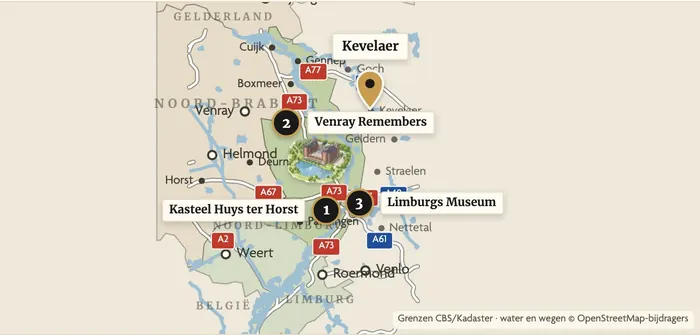 Kaart met Parkhotel Horst en Kevelaer