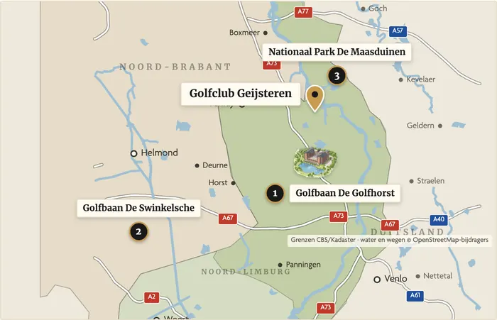 Map with Parkhotel Horst and Golf- en Countryclub Geijsteren