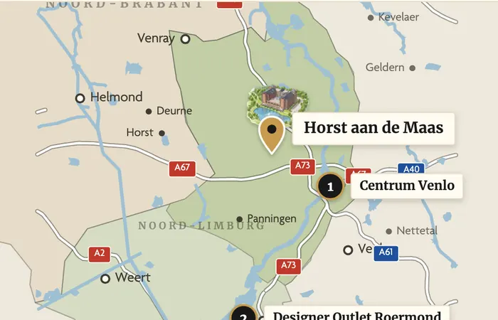Karte mit Parkhotel Horst und dem Zentrum von Horst