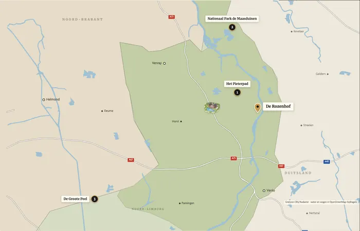 Karte mit der Lage von De Rozenhof im Verhältnis zum Parkhotel Horst
