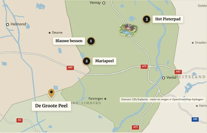 Karte mit der Lage von De Groote Peel im Verhältnis zum Parkhotel Horst