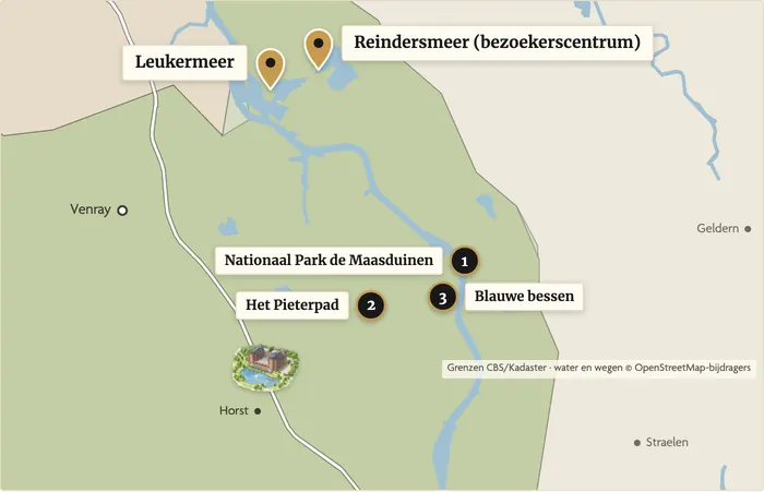 Karte mit der Lage des Reindersmeer und des Leukermeer im Verhältnis zum Parkhotel Horst