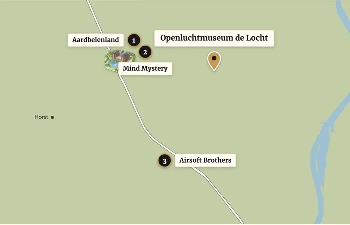 Karte mit Parkhotel Horst und Freilichtmuseum De Locht