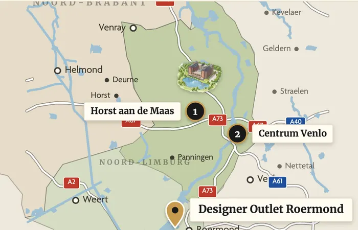 Karte mit Parkhotel Horst und dem Designer Outlet Roermond
