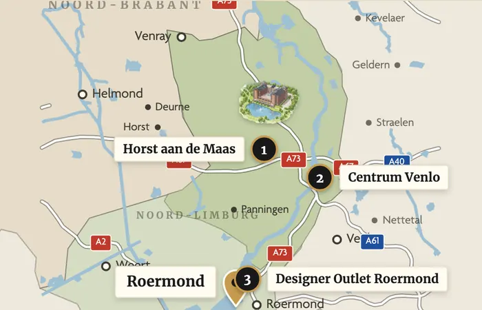 Karte mit Parkhotel Horst und der Innenstadt von Roermond