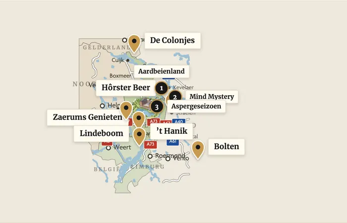Map with Parkhotel Horst and the vineyards and breweries